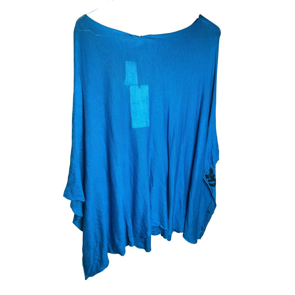 Tempo Paris Beaded Top Cold Shoulder Sleeve Pullover Blue Womens Size M/L NWT - Picture 2 of 4